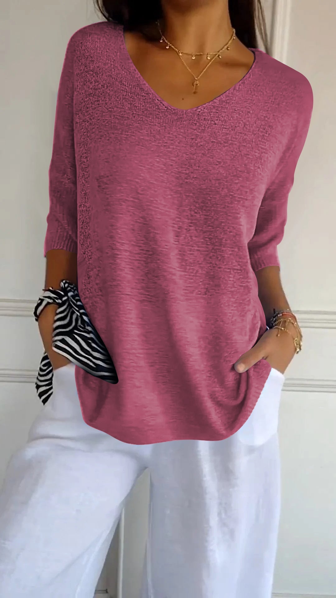 Mette™ | Strikket top med elegant V-udskæring