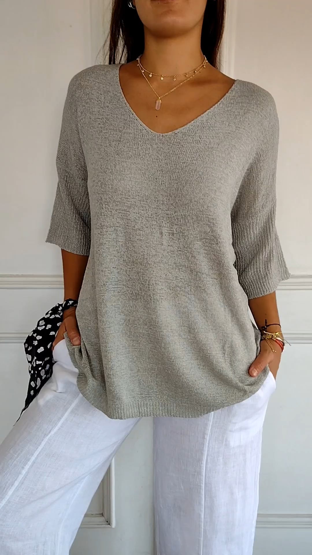 Mette™ | Strikket top med elegant V-udskæring