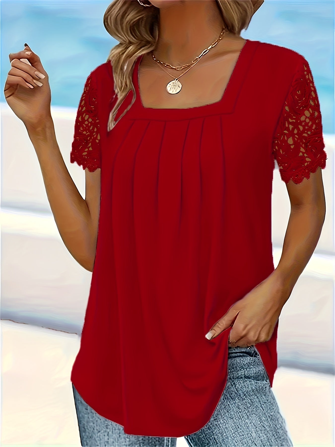 Hanne™ | Sommerbluse med kniplingsdetaljer
