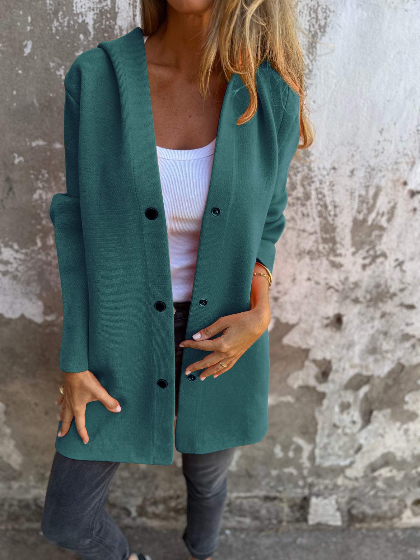 Isabella | Cardigan med knapper og hætte