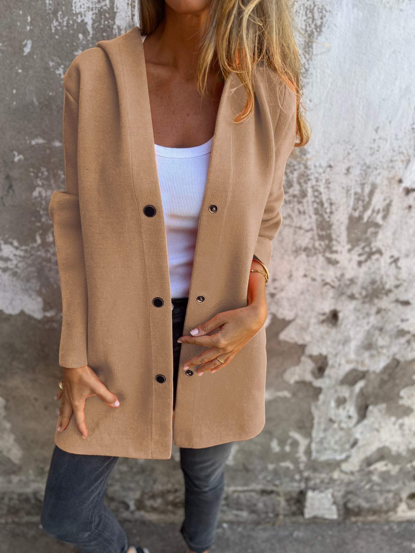 Isabella | Cardigan med knapper og hætte