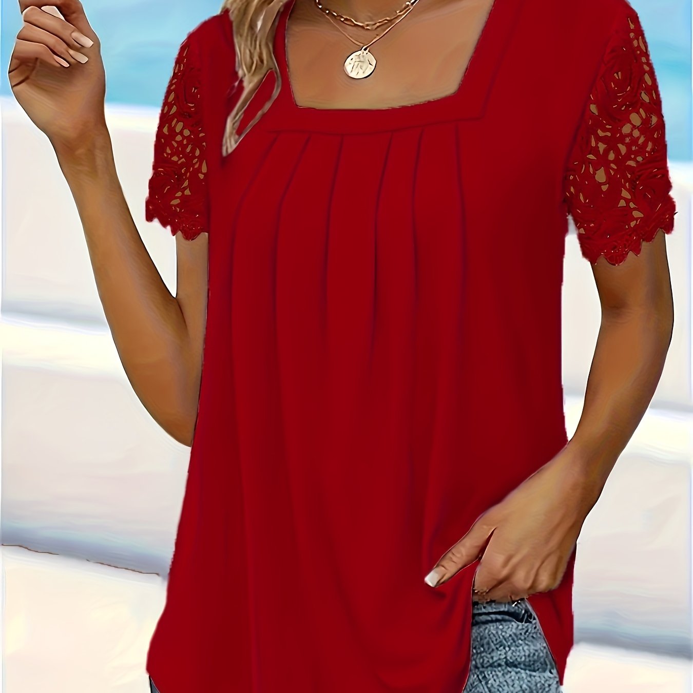 Hanne™ | Sommerbluse med kniplingsdetaljer