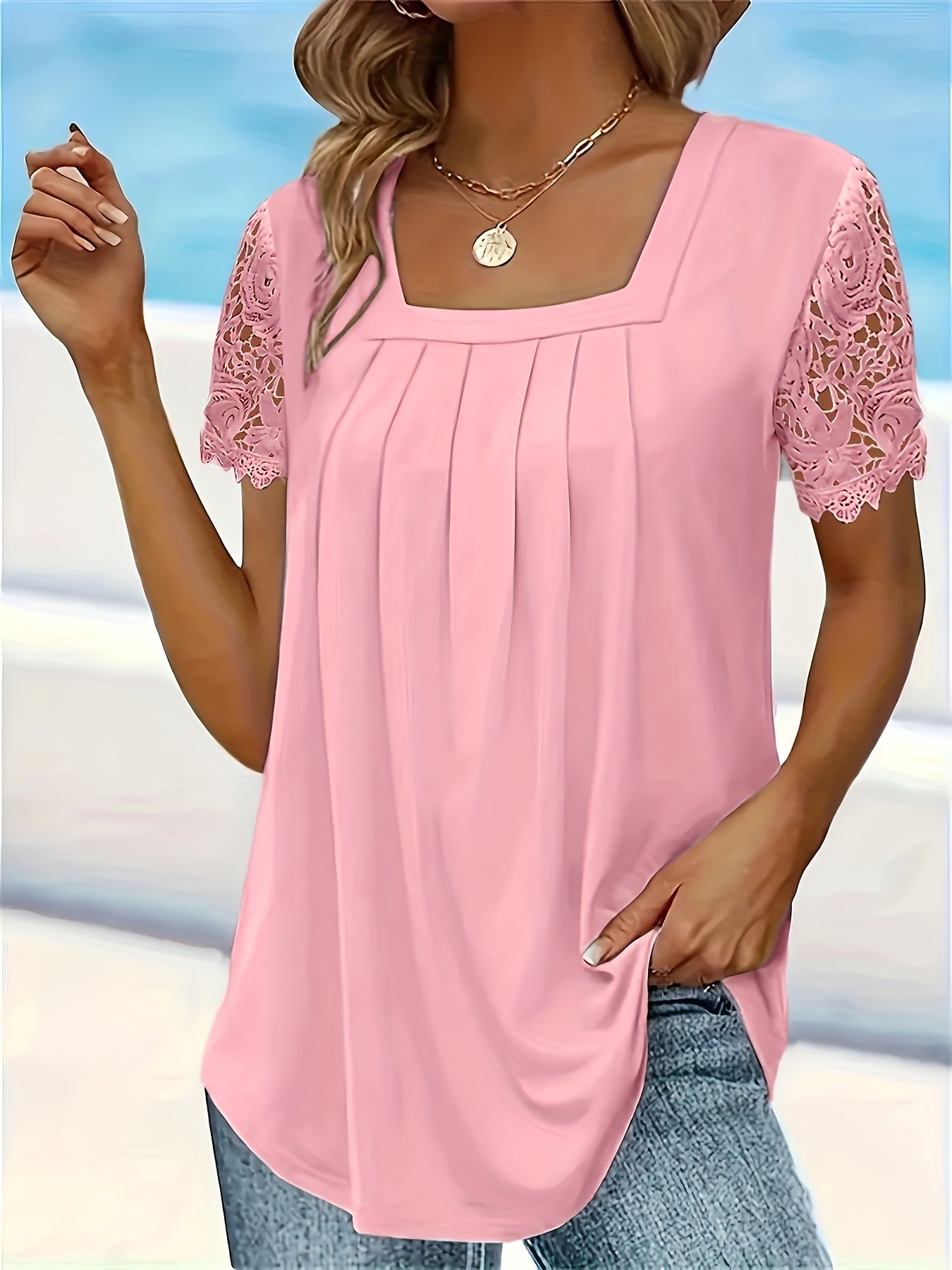 Hanne™ | Sommerbluse med kniplingsdetaljer