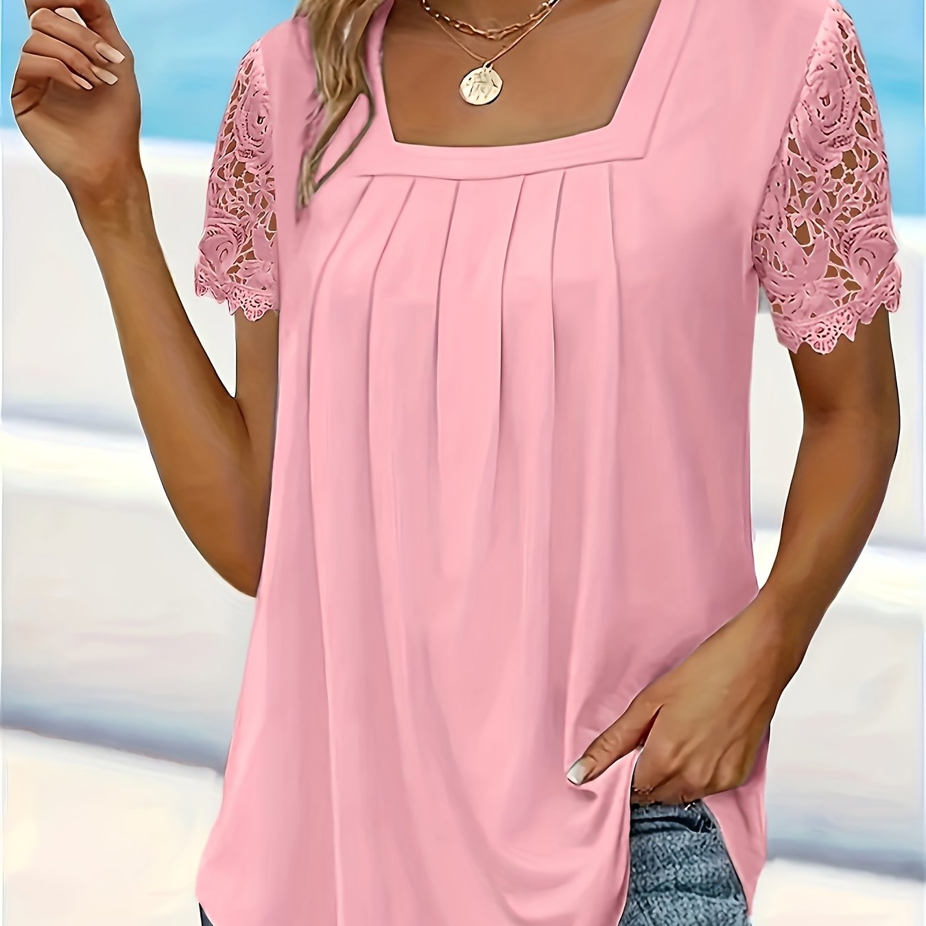 Hanne™ | Sommerbluse med kniplingsdetaljer