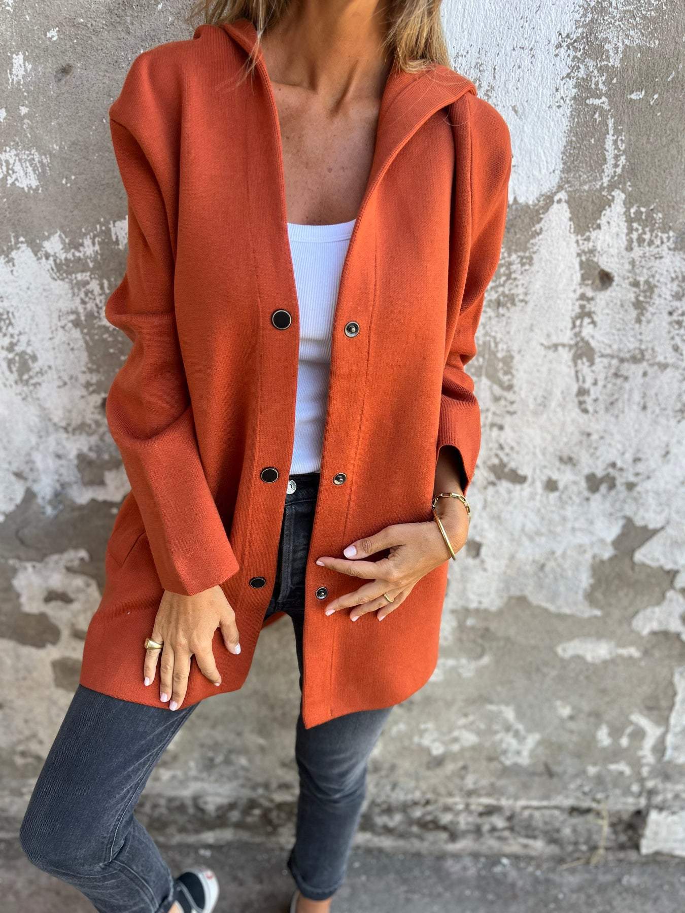 Isabella | Cardigan med knapper og hætte