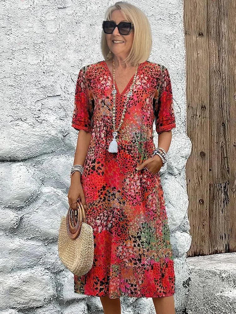 Amalie™ | Livlig Blomstret Kjole