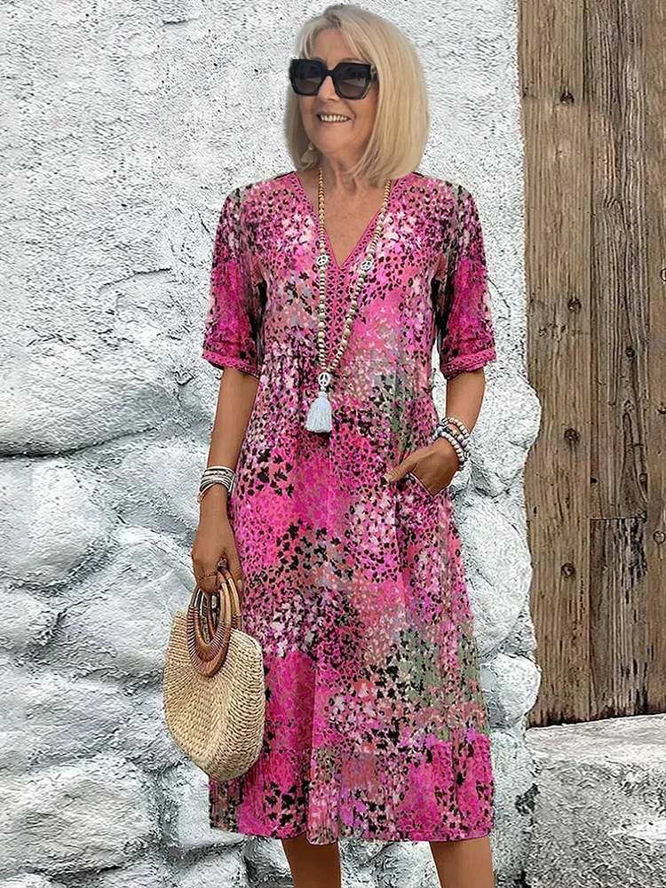 Amalie™ | Livlig Blomstret Kjole