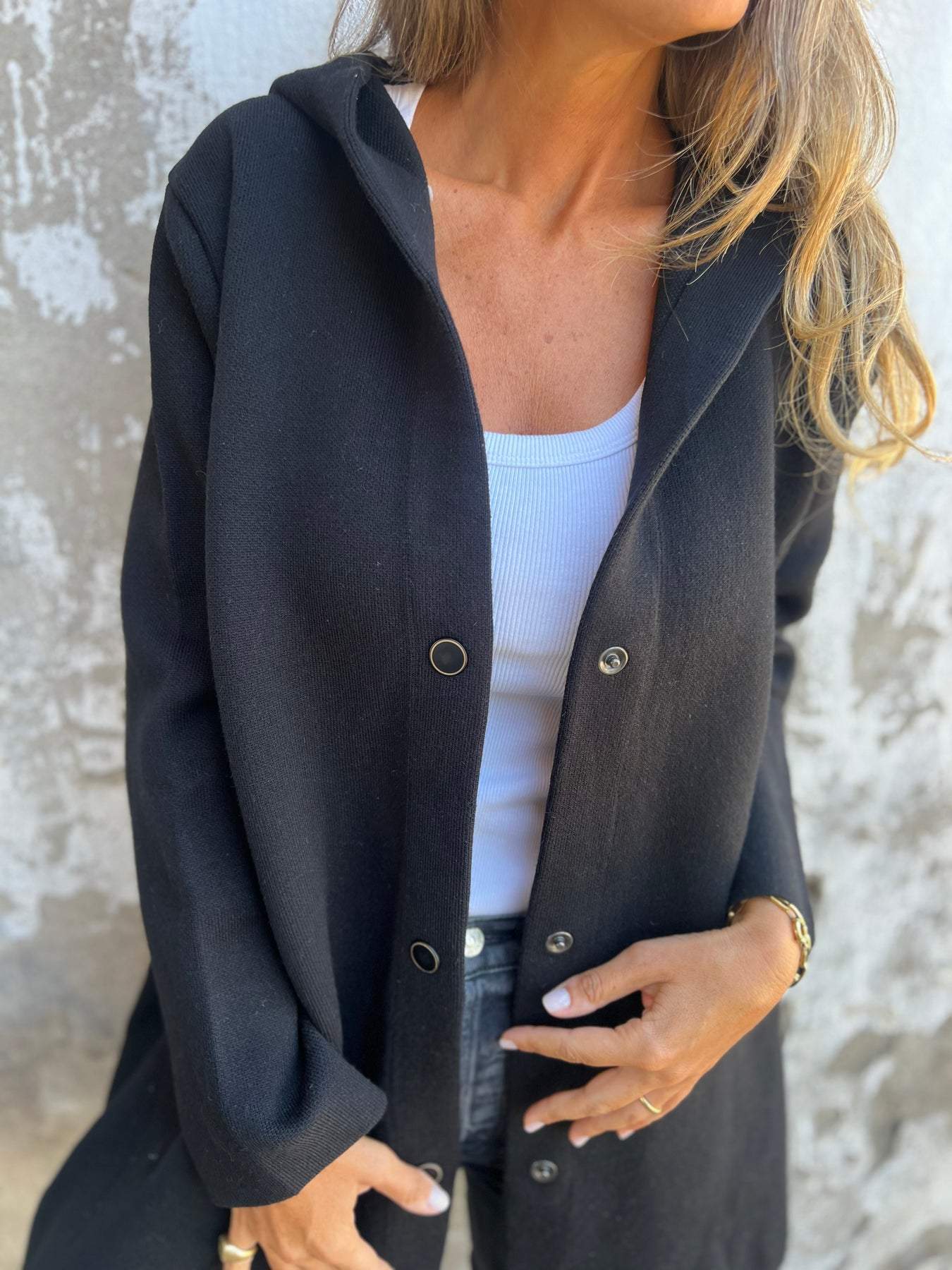 Isabella | Cardigan med knapper og hætte